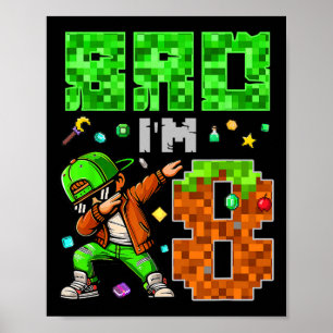 Pixel Dab Gamer Style Geburtstagsgeschenk für Jung Poster