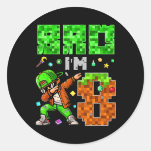 Pixel Dab Gamer Style Geburtstagsgeschenk für Jung Runder Aufkleber