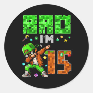 Pixel Dab Gamer Style Geburtstagsgeschenk für Jung Runder Aufkleber