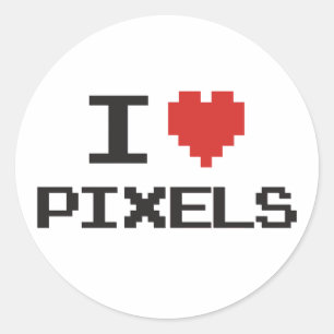 Pixel der Liebe I pixelated Herz retro Gamer 8bit Runder Aufkleber