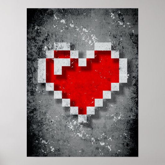 Pixel des roten Herzens Poster (Vorne)