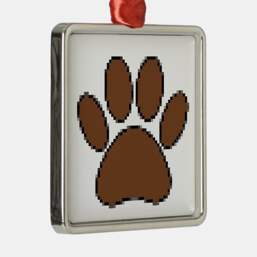 Pixel Dog PW Print Silbernes Ornament (Rechts)