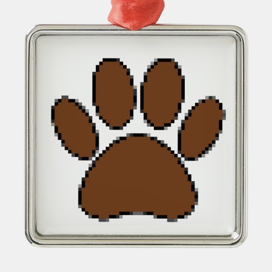 Pixel Dog PW Print Silbernes Ornament (Vorne)