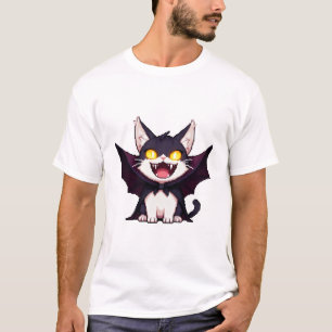 Pixel-Dracula-Katze – Lachende süße Vampir-8-Bit-K T-Shirt