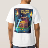 Pixel-Dungeon-Szene mit Schatztruhe T-Shirt (Rückseite)
