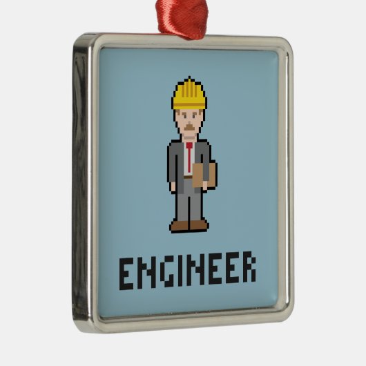 Pixel Engineer-Ornament Silbernes Ornament (Rechts)