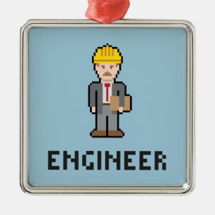 Pixel Engineer-Ornament Silbernes Ornament