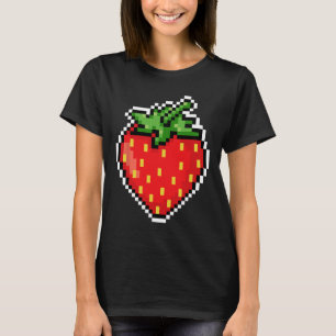 Pixel-Erdbeere 80er Videospiel Halloween  T-Shirt