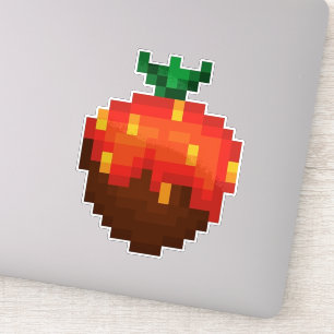 Pixel-Erdbeere überzogene Schokolade  Aufkleber