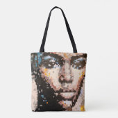 Pixel face design abstract feminine portrait tasche (Rückseite)