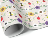 Pixel Floral Garden Pattern Geschenkpapier (Rolleneckpunkt)