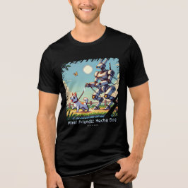 Pixel Friends: Mecha Dog (Man Tshirt)(FunnyTshirt) Tri-Blend Shirt