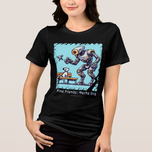 Pixel Friends: Mecha Dog (Robot Dog) (Frauenhemd) Tri-Blend Shirt (Vorderseite)