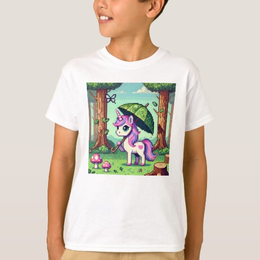 Pixel Friends: Waldschutz (Einhorn) #10 T-Shirt (Vorderseite)