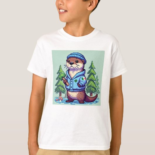 Pixel Friends: Waldschutz (Otter) #19 T-Shirt (Vorderseite)