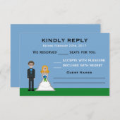 Pixel Gamer Blonde Bride & Groom Wedding RSVP (Vorne/Hinten)