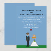 Pixel Gamer Blonde Bride & Groom Wedite Einladung (Vorne/Hinten)