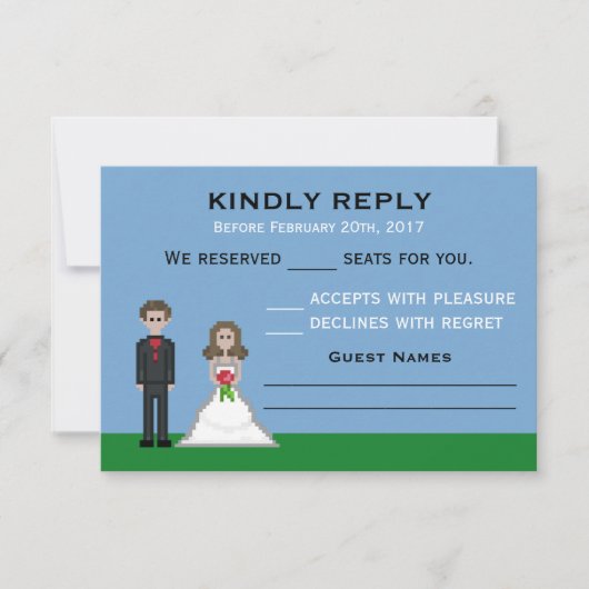 Pixel Gamer Bride & Groom Wedding RSVP Cards Karte (Vorderseite)