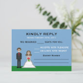 Pixel Gamer Bride & Groom Wedding RSVP Cards Karte (Stehend Vorderseite)