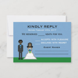 Pixel Gamer Bride & Groom Wedding RSVP Cards Karte