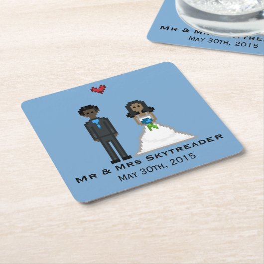 Pixel Gamer Bride & Groom Wedding Untersetzer (angewinkelt)