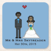 Pixel Gamer Bride & Groom Wedding Untersetzer (Vorderseite)