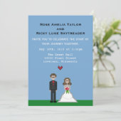 Pixel Gamer Bride & Groom Wedite Einladung (Stehend Vorderseite)