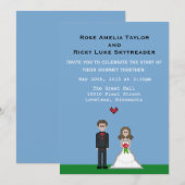 Pixel Gamer Bride & Groom Wedite Einladung (Vorne/Hinten)