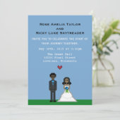 Pixel Gamer Bride & Groom Wedite Einladung (Stehend Vorderseite)