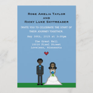 Pixel Gamer Bride & Groom Wedite Einladung
