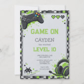 Pixel-Gamer-Controller-Party-Geburtstag Einladung (Vorderseite)