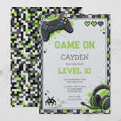 Pixel-Gamer-Controller-Party-Geburtstag Einladung (Vorne/Hinten)