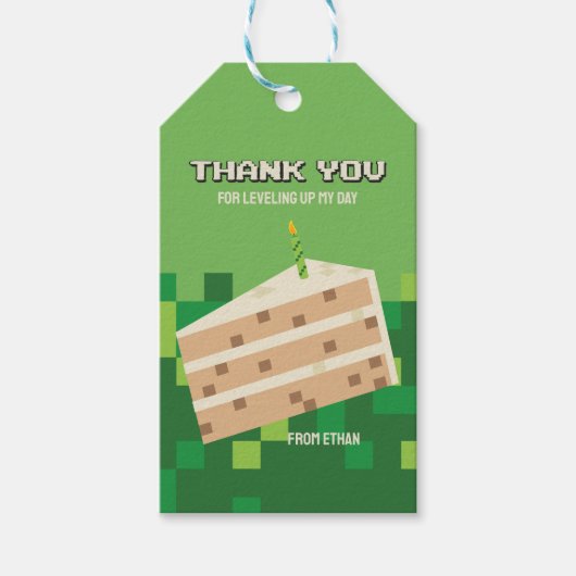 Pixel Gamer Party Vielen Dank Tag Geschenkanhänger (Vorderseite)