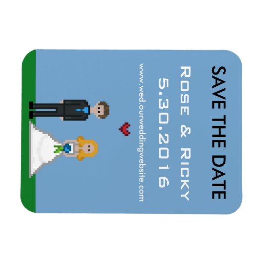 Pixel Gamer Save the Date Wedding Magnet (Horizontal)