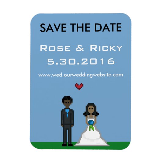 Pixel Gamer Save the Date Wedding Magnet (Vertikal)