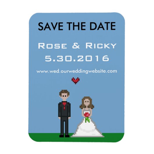 Pixel Gamer Save the Date Wedding Magnet (Vertikal)