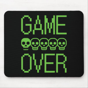Pixel-Gamer-Totenkopf-Game-Over-Retro-Videospiel-A Mousepad