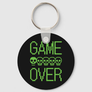 Pixel-Gamer-Totenkopf-Game-Over-Retro-Videospiel-A Schlüsselanhänger