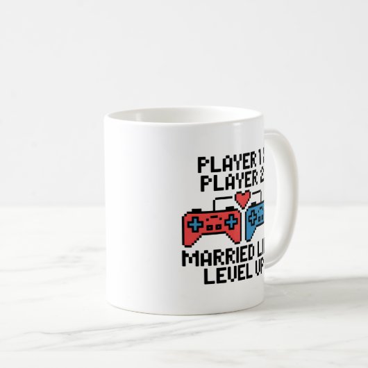 Pixel Gamer Wedding Art Kaffeetasse (VorderseiteRechts)