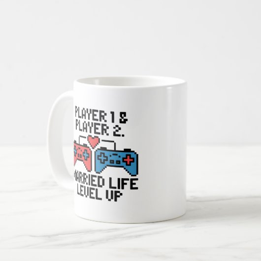 Pixel Gamer Wedding Art Kaffeetasse (Vorderseite Links)