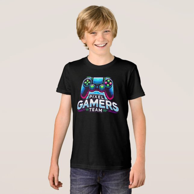 Pixel Gamers Team - Future Gamer Kids Tri-Blend Shirt (Vorderseite voll)