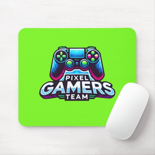 Pixel Gamers Team - Neon Green Glitch Mousepad (Mit Mouse)