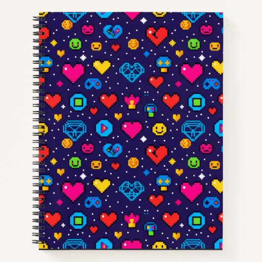 Pixel Gaming Aesthetic Hardcover Journal Notizblock (Vorderseite)