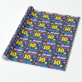 Pixel Gaming Alien 10. Geburtstag hell nach Maß Geschenkpapier (Ungerollt)