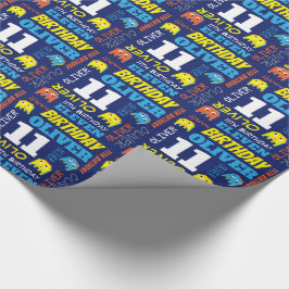 Pixel-Gaming-Alien 11. Geburtstag hell nach Maß Geschenkpapier