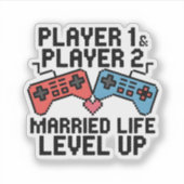 Pixel Gaming Couple Level Up Design Aufkleber (Vorderseite)