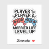 Pixel Gaming Couple Level Up Design Aufkleber (Blatt)