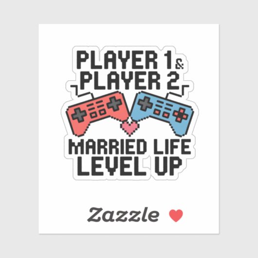 Pixel Gaming Couple Level Up Design Aufkleber (Blatt)