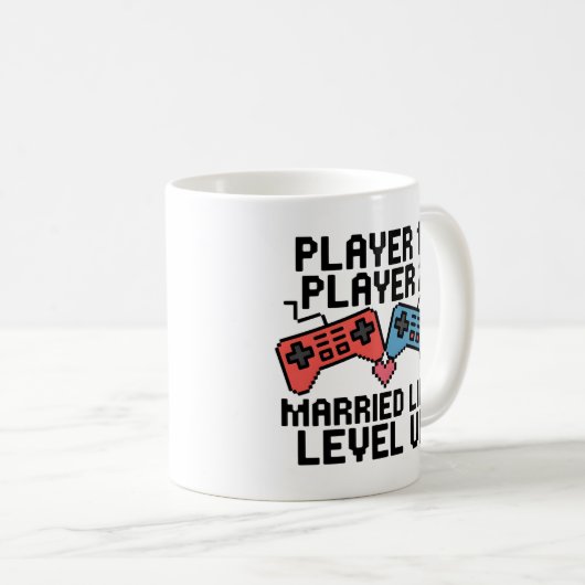 Pixel Gaming Couple Level Up Design Kaffeetasse (VorderseiteRechts)