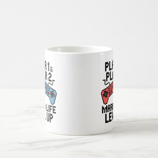 Pixel Gaming Couple Level Up Design Kaffeetasse (Mittel)